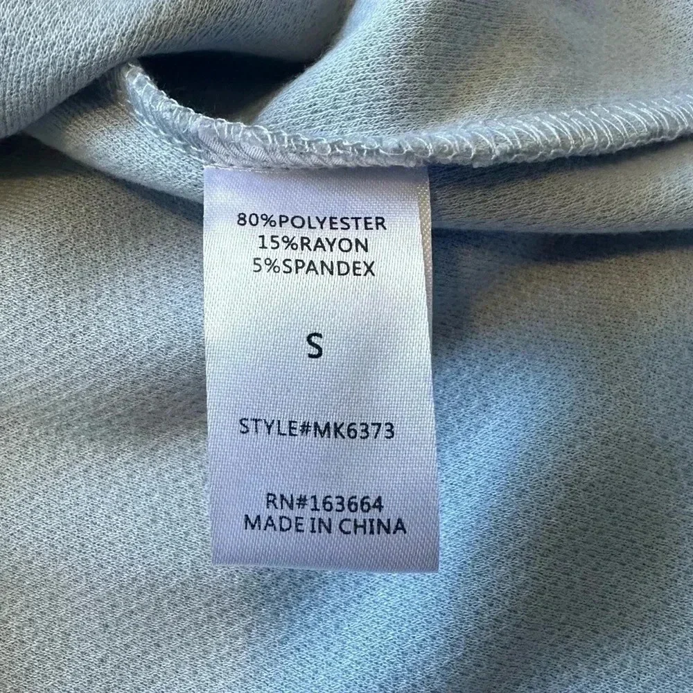 MAZIK Women’s Baby Blue Ruffle Shoulder Sweater Dress Size Small NWT - Picture 10 of 12